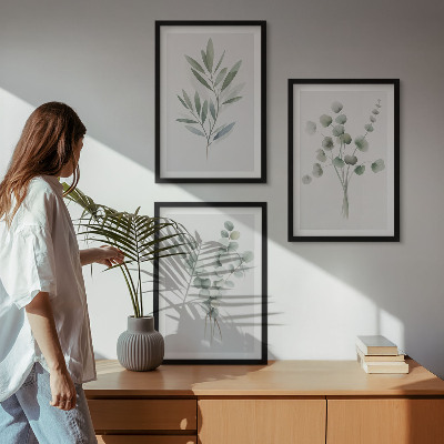 Set of 3 framed wall art pieces Plant patterns with greenery