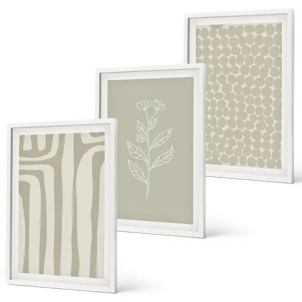 Geometric plant patterns wall art set