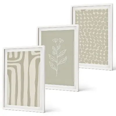 Geometric plant patterns wall art set