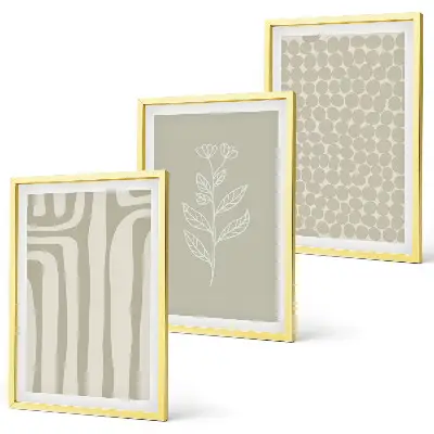 Geometric plant patterns wall art set