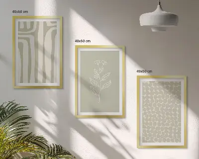 Geometric plant patterns wall art set