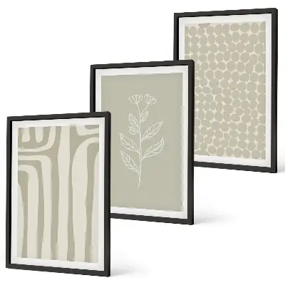 Geometric plant patterns wall art set