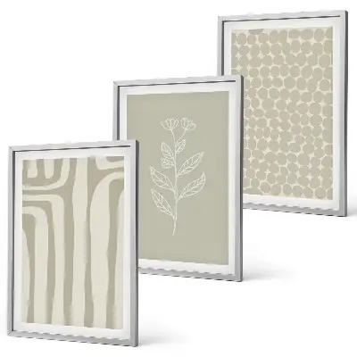 Geometric plant patterns wall art set