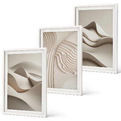 Three-piece wall art piece Abstract beige waves
