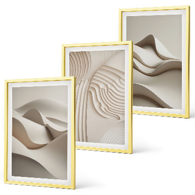 Three-piece wall art piece Abstract beige waves