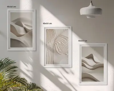 Abstract beige waves wall art three-piece set