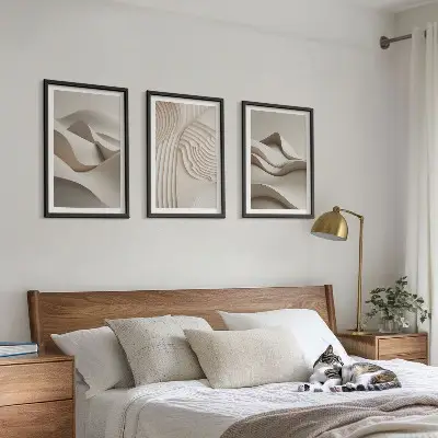 Abstract beige waves wall art three-piece set
