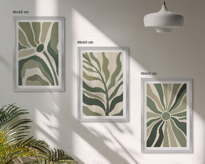 Wall art set Green and beige plant patterns