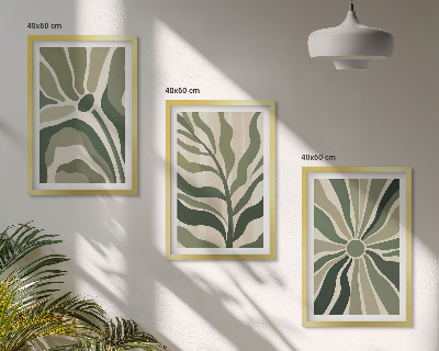 Wall art set Green and beige plant patterns