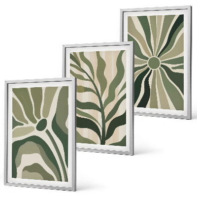Wall art set Green and beige plant patterns