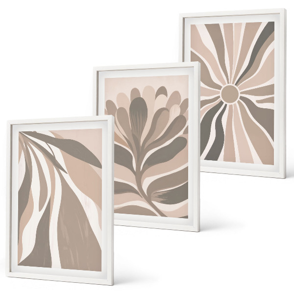 Three-piece wall art piece Abstract plant patterns