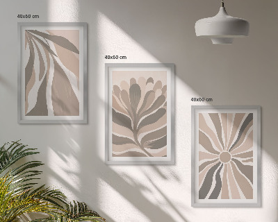 Three-piece wall art piece Abstract plant patterns