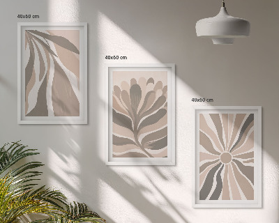 Three-piece wall art piece Abstract plant patterns