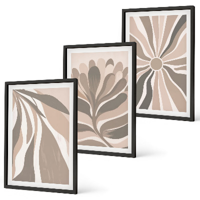 Three-piece wall art piece Abstract plant patterns