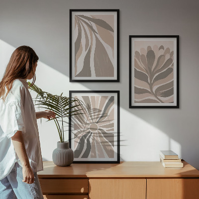 Three-piece wall art piece Abstract plant patterns