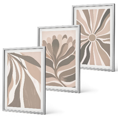 Three-piece wall art piece Abstract plant patterns