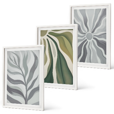Set of 3 framed wall art pieces Plant patterns in green