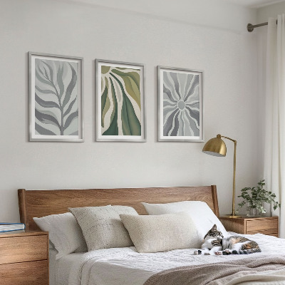 Set of 3 framed wall art pieces Plant patterns in green