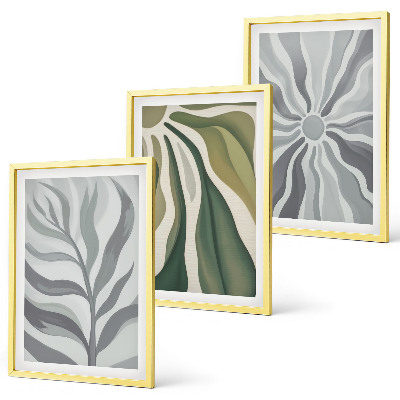 Set of 3 framed wall art pieces Plant patterns in green