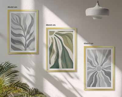 Set of 3 framed wall art pieces Plant patterns in green