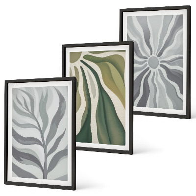 Set of 3 framed wall art pieces Plant patterns in green