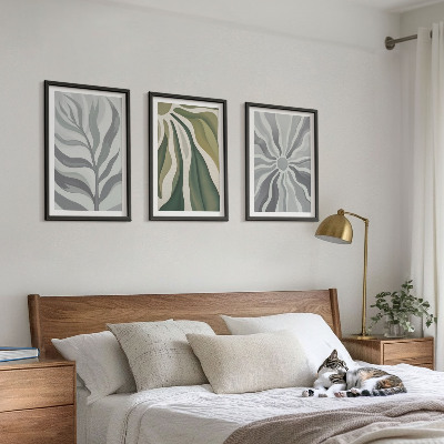 Set of 3 framed wall art pieces Plant patterns in green