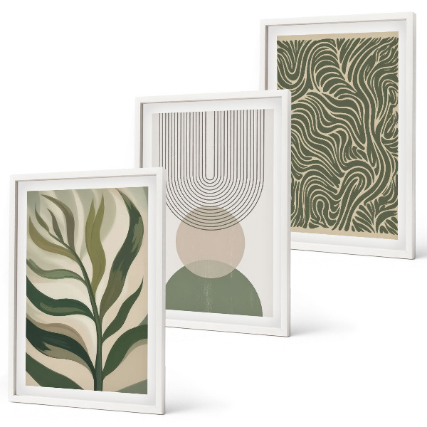 Wall art set Leaves geometric shapes