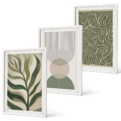 Wall art set Leaves geometric shapes