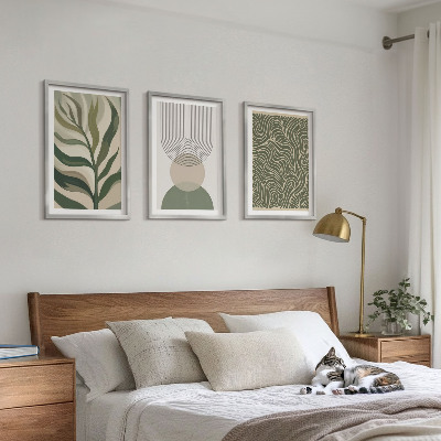 Wall art set Leaves geometric shapes