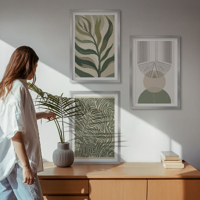 Wall art set Leaves geometric shapes
