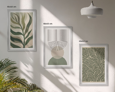 Wall art set Leaves geometric shapes