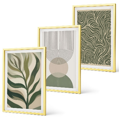 Wall art set Leaves geometric shapes
