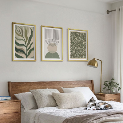 Wall art set Leaves geometric shapes