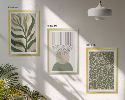 Wall art set Leaves geometric shapes
