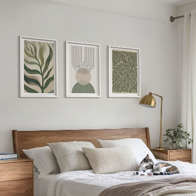 Wall art set Leaves geometric shapes