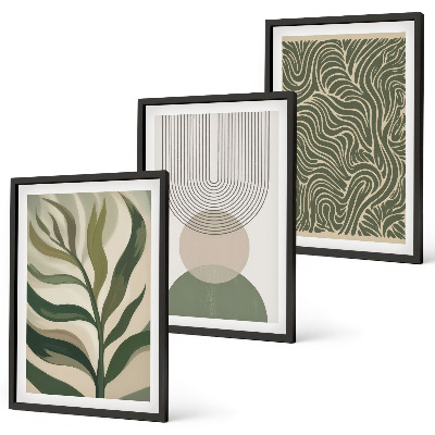 Wall art set Leaves geometric shapes