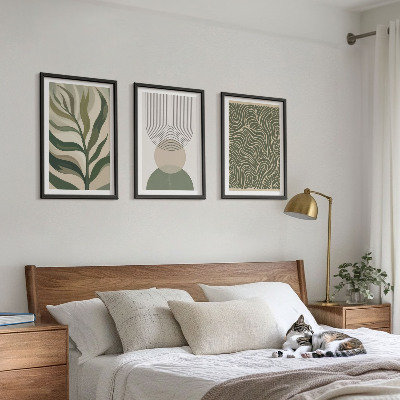 Wall art set Leaves geometric shapes