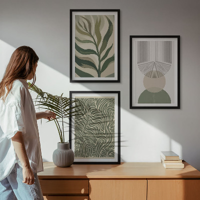 Wall art set Leaves geometric shapes