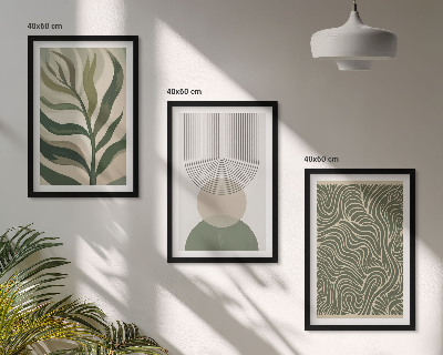 Wall art set Leaves geometric shapes