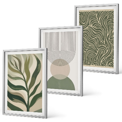 Wall art set Leaves geometric shapes