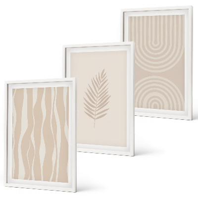Three-piece wall art piece Beige plant patterns