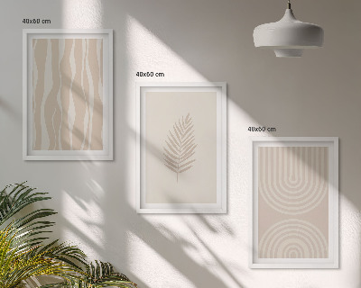 Three-piece wall art piece Beige plant patterns