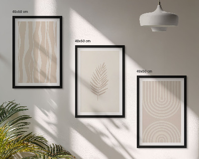 Three-piece wall art piece Beige plant patterns