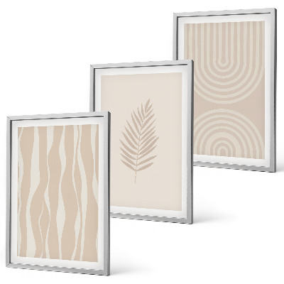 Three-piece wall art piece Beige plant patterns