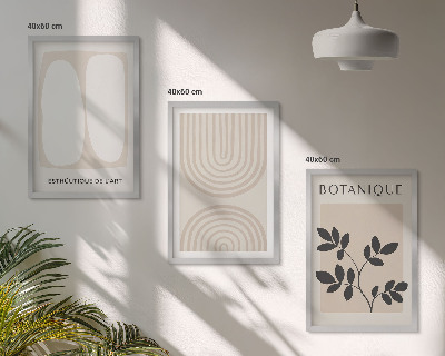 Set of 3 framed wall art pieces Boho delicate plant posters