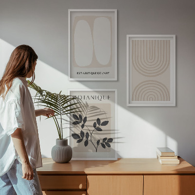 Set of 3 framed wall art pieces Boho delicate plant posters