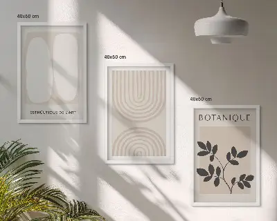 Boho delicate plant wall art prints set of 3 framed pieces