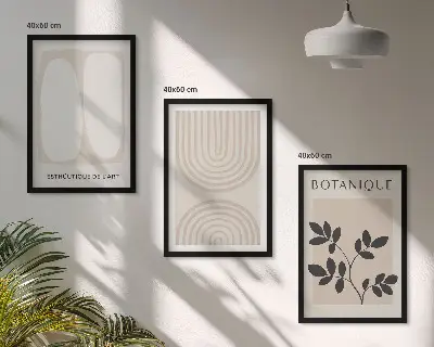 Boho delicate plant wall art prints set of 3 framed pieces