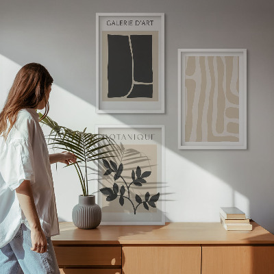 Wall art set Abstract plant shapes