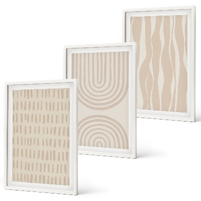 Three-piece wall art piece Abstract beige patterns